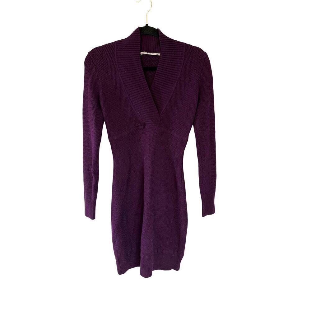 Athleta Innsbrook Sweater dress Extra Fine Merino Wool blend purple XS